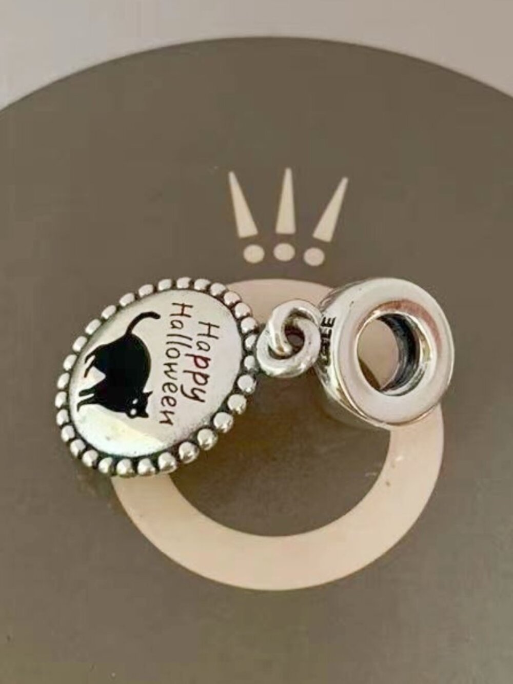Pandora Halloween Charm Happy Halloween Charm Halloween Cat Charm /S925 Sterling - Picture 4 of 4